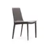 Grey Saddle Leather Upholstered High Back Dining Chair (Set of 2)