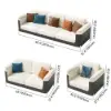 Vertex Modern Leather 3-Piece Living Room Sofa Set – Gray Beige Faux