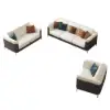 Vertex Modern Leather 3-Piece Living Room Sofa Set – Gray Beige Faux