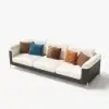 Vertex Modern Leather 3-Piece Living Room Sofa Set – Gray Beige Faux