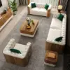 Picture of Wovent Modern Beige Faux Leather Tufted Sofa & Loveseat Living Room Set of 3
