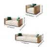 Picture of Wovent Modern Beige Faux Leather Tufted Sofa & Loveseat Living Room Set of 3