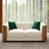Picture of Wovent Modern Beige Faux Leather Tufted Sofa & Loveseat Living Room Set of 3