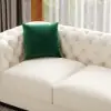 Picture of Wovent Modern Beige Faux Leather Tufted Sofa & Loveseat Living Room Set of 3