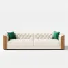 Picture of Wovent Modern Beige Faux Leather Tufted Sofa & Loveseat Living Room Set of 3