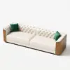 Picture of Wovent Modern Beige Faux Leather Tufted Sofa & Loveseat Living Room Set of 3