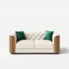 Picture of Wovent Modern Beige Faux Leather Tufted Sofa & Loveseat Living Room Set of 3