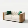 Picture of Wovent Modern Beige Faux Leather Tufted Sofa & Loveseat Living Room Set of 3