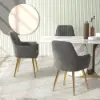 Modern Light Grey Velvet Dining Chair with Cushioned Seat, 2 Pieces