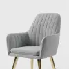 Modern Light Grey Velvet Dining Chair with Cushioned Seat, 2 Pieces