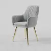 Modern Light Grey Velvet Dining Chair with Cushioned Seat, 2 Pieces