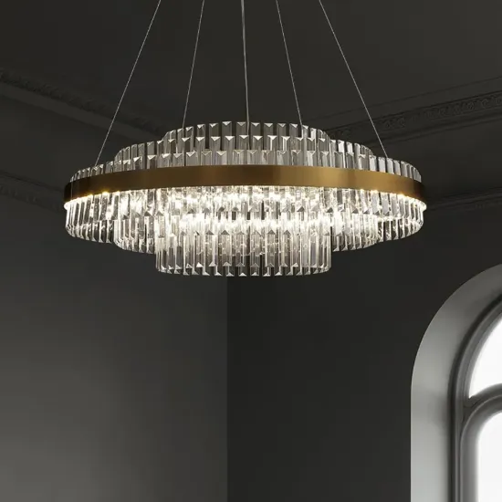Fixedo Modern Tiered Crystal LED Chandelier in Brass Light – AUD-H0382
