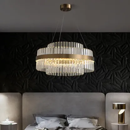 Fixedo Modern Tiered Crystal LED Chandelier in Brass Light – AUD-H0383