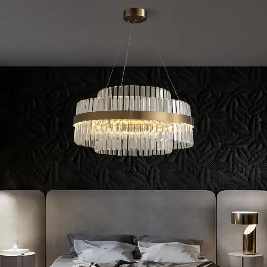 Fixedo Modern Tiered Crystal LED Chandelier in Brass Light – AUD-H0383