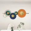 Picture of Modern Metal Wall Decor Geometric Round Home Wall Art Orange & Gold & Blue Living Room