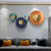 Picture of Modern Metal Wall Decor Geometric Round Home Wall Art Orange & Gold & Blue Living Room