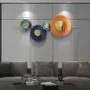 Picture of Modern Metal Wall Decor Geometric Round Home Wall Art Orange & Gold & Blue Living Room