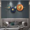Picture of Modern Metal Wall Decor Geometric Round Home Wall Art Orange & Gold & Blue Living Room