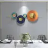 Picture of Modern Metal Wall Decor Geometric Round Home Wall Art Orange & Gold & Blue Living Room