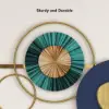 Picture of Modern Metal Wall Decor Geometric Round Home Wall Art Orange & Gold & Blue Living Room