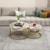 Modern 2-Piece Round Pandora Nesting Coffee Table Set with Sintered Stone Top