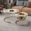 Modern 2-Piece Round Pandora Nesting Coffee Table Set with Sintered Stone Top