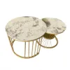 Modern 2-Piece Round Pandora Nesting Coffee Table Set with Sintered Stone Top