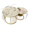 Modern 2-Piece Round Pandora Nesting Coffee Table Set with Sintered Stone Top