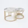 Modern 2-Piece Round Pandora Nesting Coffee Table Set with Sintered Stone Top