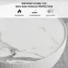Modern 50 - 70 cm cm Round Beige & Gray Sintered Stone Leather Drum Coffee Table Set