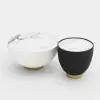 Modern 50 - 70 cm cm Round Beige & Gray Sintered Stone Leather Drum Coffee Table Set