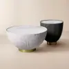 Modern 50 - 70 cm cm Round Beige & Gray Sintered Stone Leather Drum Coffee Table Set