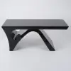 Modern 1800 mm Rectangular Black Writing Desk with Arched Base