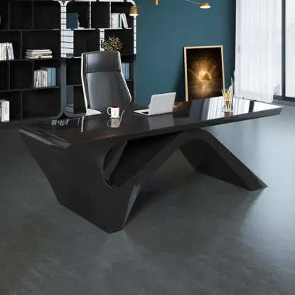 Modern 1400 mm Rectangular Black Writing Desk with Arched Base
