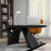 Modern 1400 mm Rectangular Black Writing Desk with Arched Base