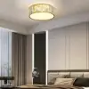 Modern Drum Acrylic 4-Light Flush Mount Light in Gold with Crystal