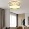 Modern Drum Acrylic 4-Light Flush Mount Light in Gold with Crystal