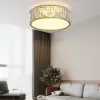 Modern Drum Acrylic 4-Light Flush Mount Light in Gold with Crystal