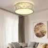 Modern Drum Acrylic 4-Light Flush Mount Light in Gold with Crystal