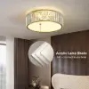 Modern Drum Acrylic 4-Light Flush Mount Light in Gold with Crystal