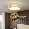Modern Drum Acrylic 4-Light Flush Mount Light in Gold with Crystal
