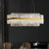 Fixedo Modern Crystal LED Kitchen Island Light in Brass with Adjustable Cables