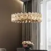 Clyvra Modern Geometric Crystal Chandelier 14-Light with Adjustable Chain in Black