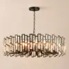 Clyvra Modern Geometric Crystal Chandelier 14-Light with Adjustable Chain in Black