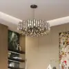 Clyvra Modern Geometric Crystal Chandelier 10-Light with Adjustable Chain in Black