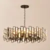 Clyvra Modern Geometric Crystal Chandelier 10-Light with Adjustable Chain in Black