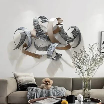 1200mm Large Modern 3D Metal Wall Decor Abstract Geometric Overlapping Art Living Room