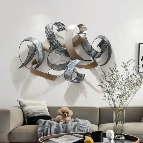 1200mm Large Modern 3D Metal Wall Decor Abstract Geometric Overlapping Art Living Room