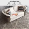 Modern Faux Leather Living Room Sofa Set in Brown & White Set of 3