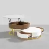 Round 2-Piece Nesting Set Lift-Top Coffee Table and Wooden Coffee Table with 2 Drawers